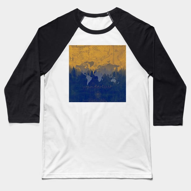 world map forest Baseball T-Shirt by BekimART